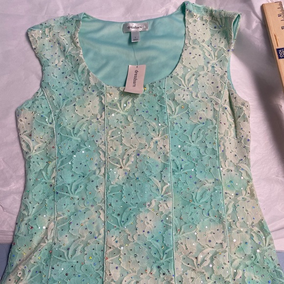 New! Beautiful Floral Lace Dressy Turquoise Tank - Picture 10 of 15